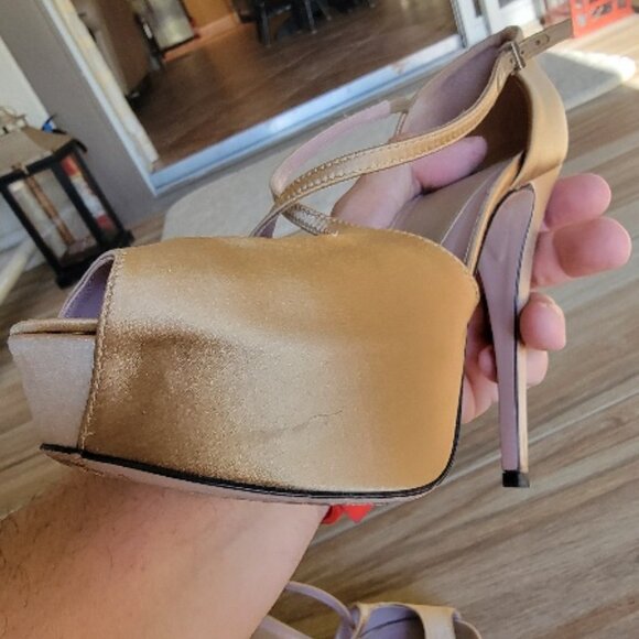 Gucci Beige Satin Strappy Peekaboo Stilettos Pump Shoes Eur. 36.5 - Picture 8 of 15